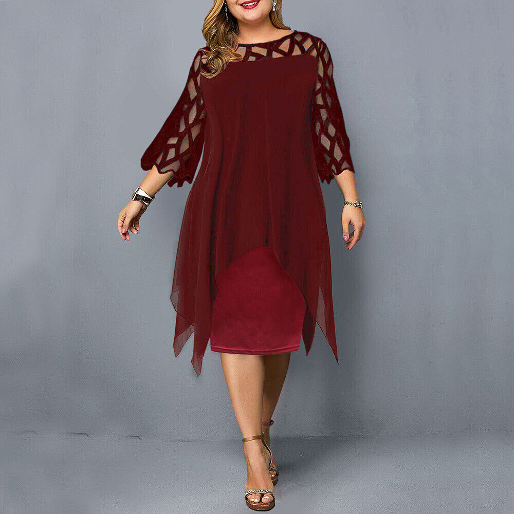 Curvy Women's Floral Knee Length Dress
