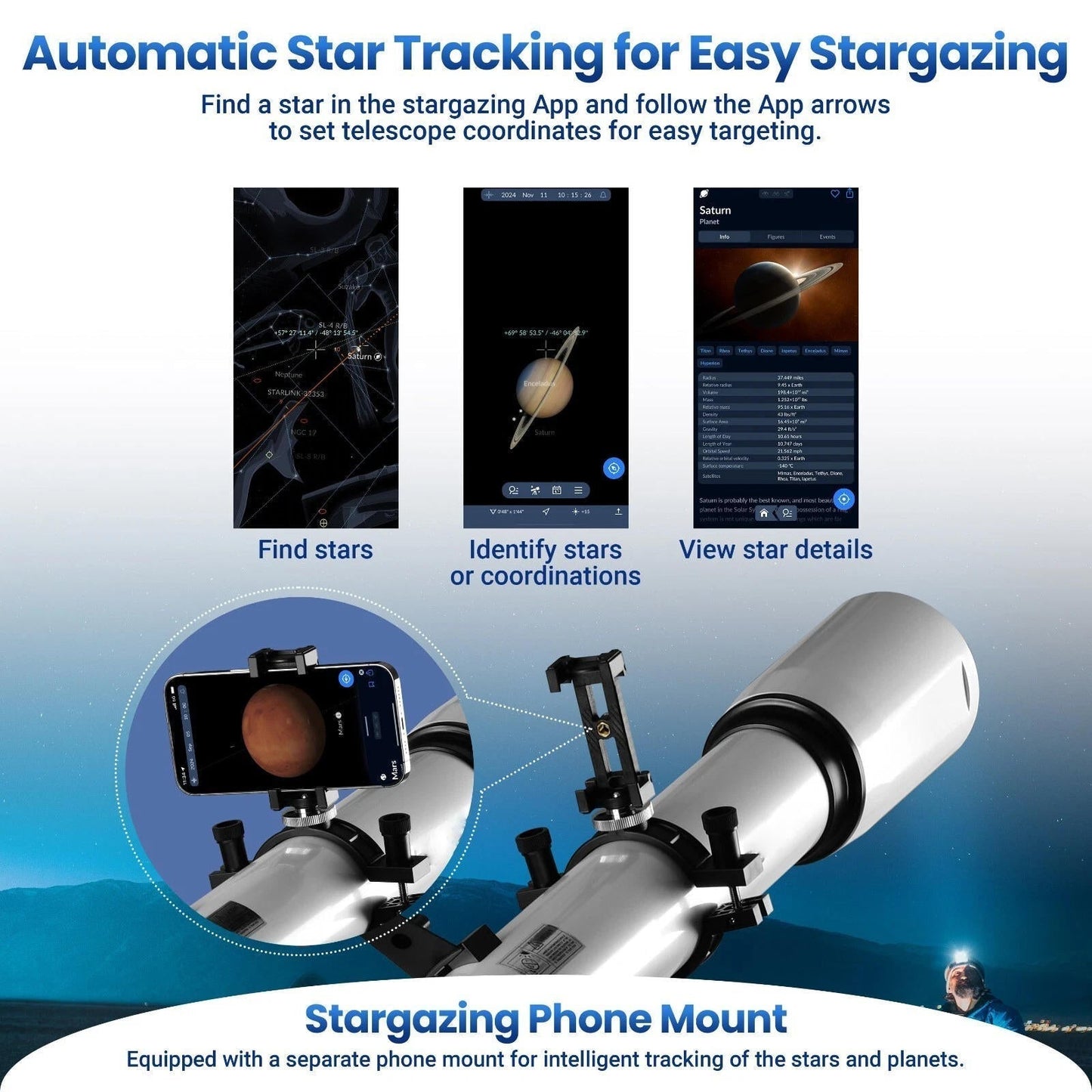 Easy Use 210X Beginner Telescope with Phone Adapter