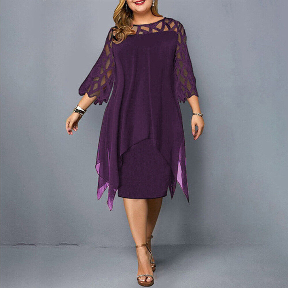Curvy Women's Floral Knee Length Dress