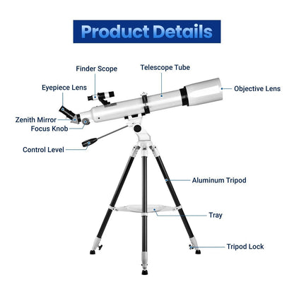 Easy Use 210X Beginner Telescope with Phone Adapter