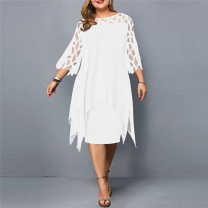 Curvy Women's Floral Knee Length Dress