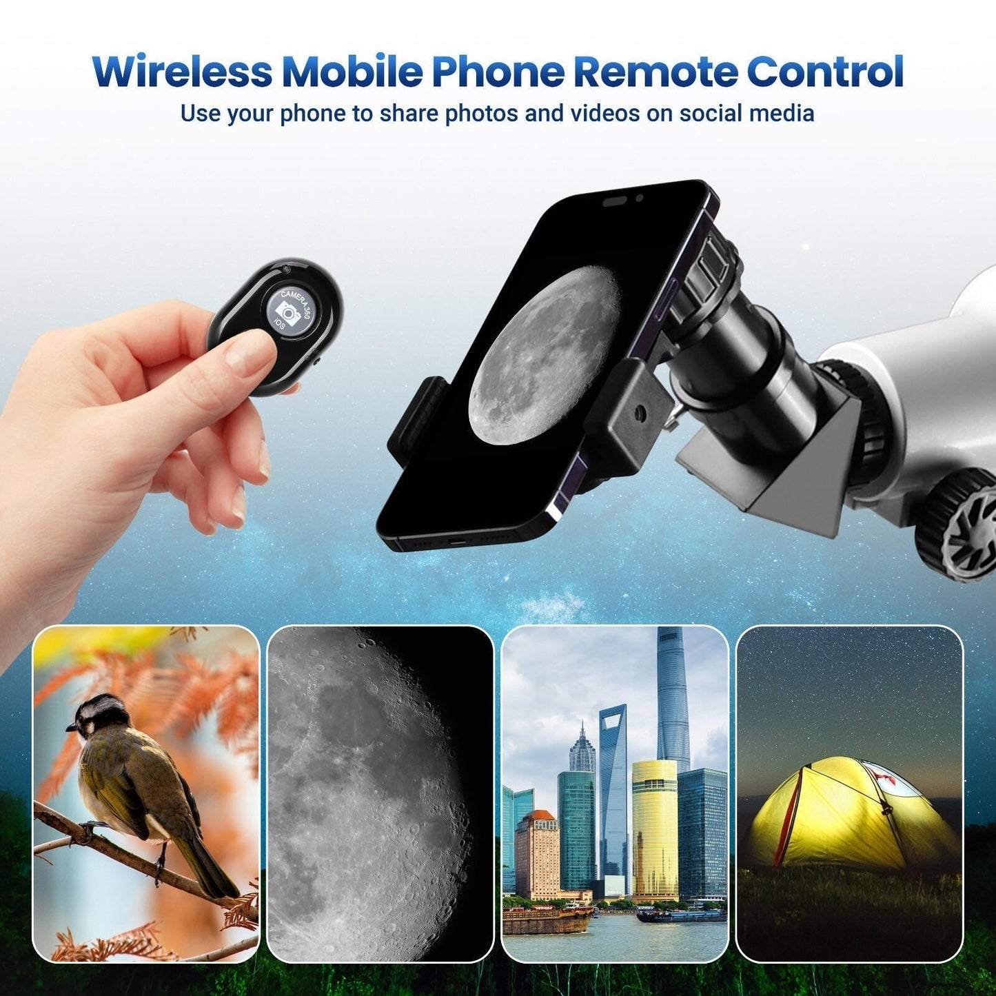 Easy Use 210X Beginner Telescope with Phone Adapter