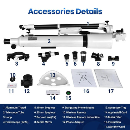 Easy Use 210X Beginner Telescope with Phone Adapter