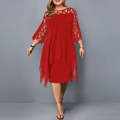 Curvy Women's Floral Knee Length Dress