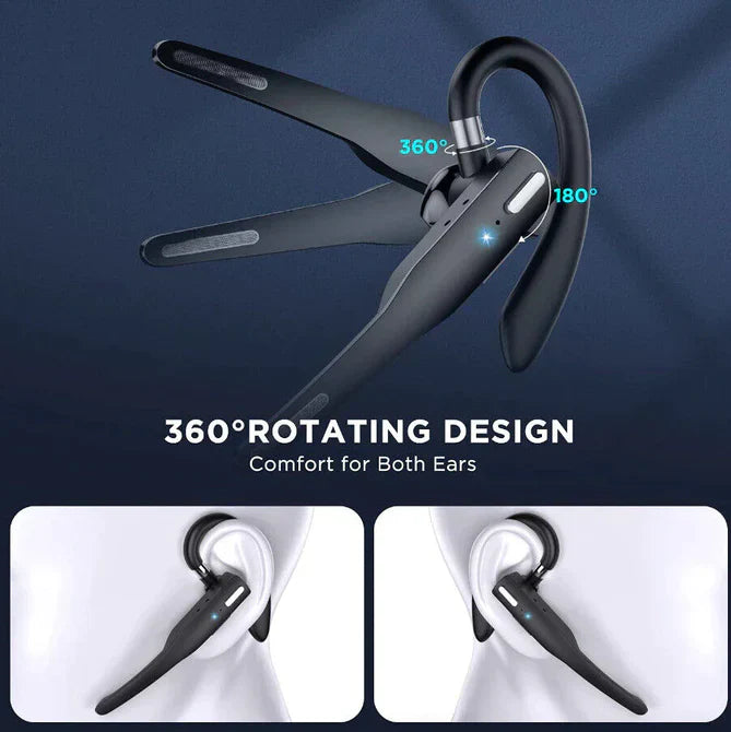 Wireless Bluetooth Headset with Dual Mics and Noise Canceling