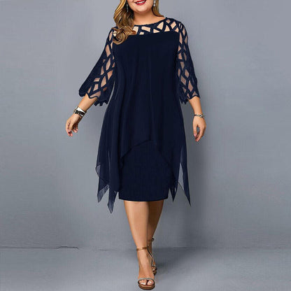 Curvy Women's Floral Knee Length Dress