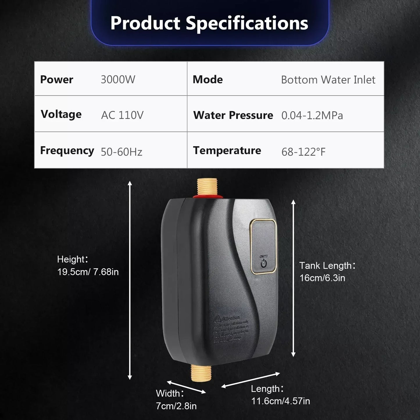 Space Saving Electric Water Heater – Fast Hot Water Supply