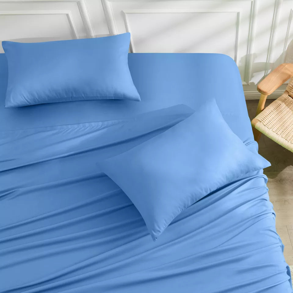 Breathable Bamboo Bed Sheet Set with 2 Pillowcases