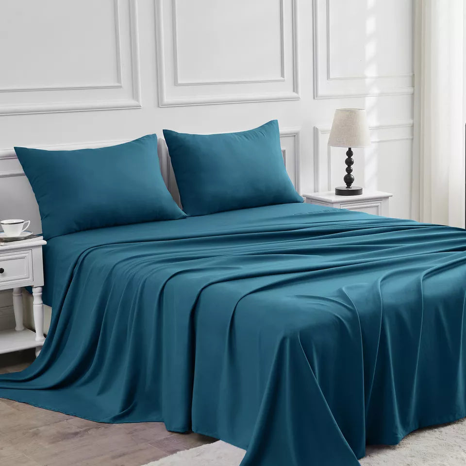 Breathable Bamboo Bed Sheet Set with 2 Pillowcases