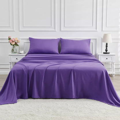 Breathable Bamboo Bed Sheet Set with 2 Pillowcases