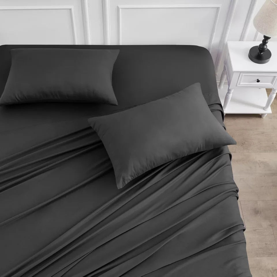 Breathable Bamboo Bed Sheet Set with 2 Pillowcases