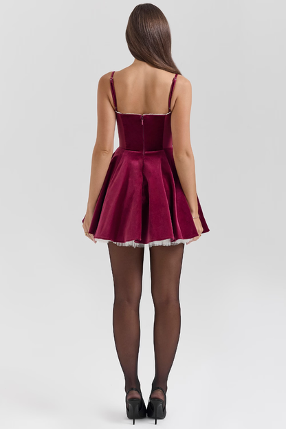 Luxurious Red Flowy Velvet Dress