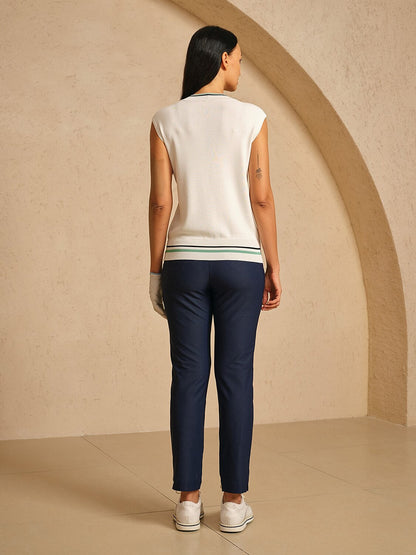 Classic Blue Cropped Tie Front Summer Top
