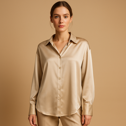 Elegant Womens Blouse with Classic Collar - Luxivelle
