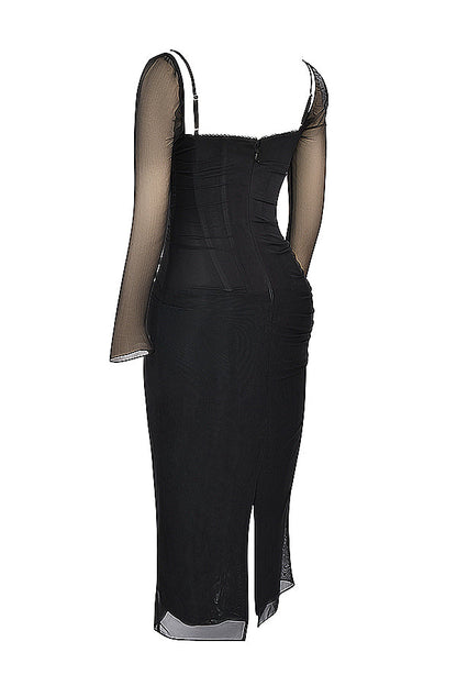 Evangeline | Deep maxi dress with long sleeves