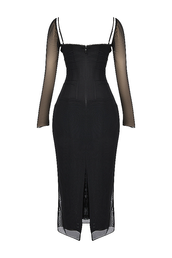 Evangeline | Deep maxi dress with long sleeves