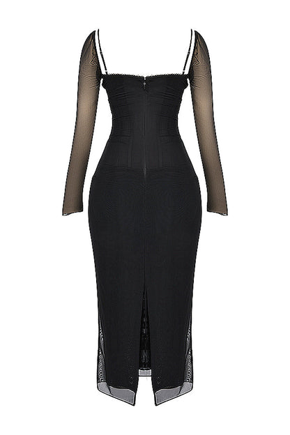 Evangeline | Deep maxi dress with long sleeves