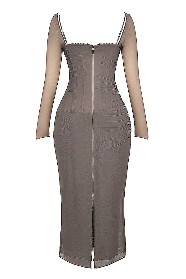 Evangeline | Deep maxi dress with long sleeves