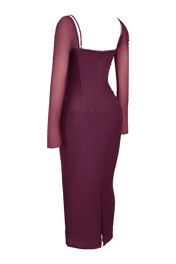 Evangeline | Deep maxi dress with long sleeves
