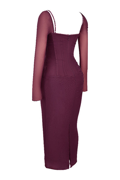 Evangeline | Deep maxi dress with long sleeves