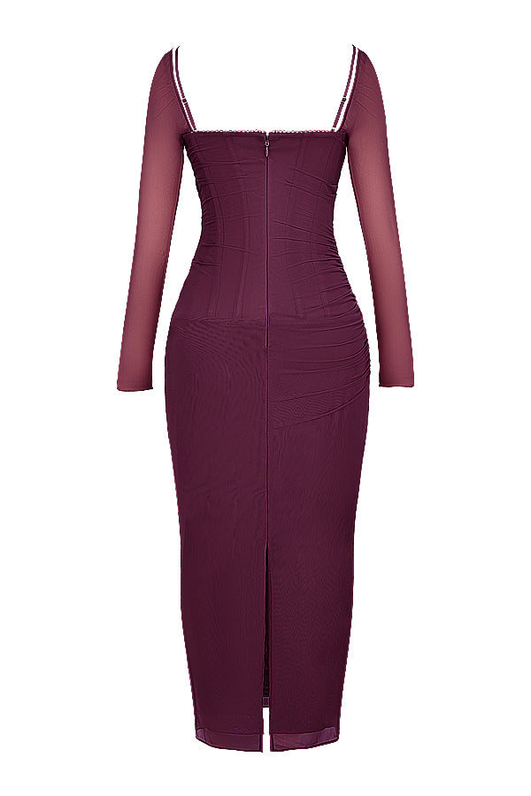 Evangeline | Deep maxi dress with long sleeves