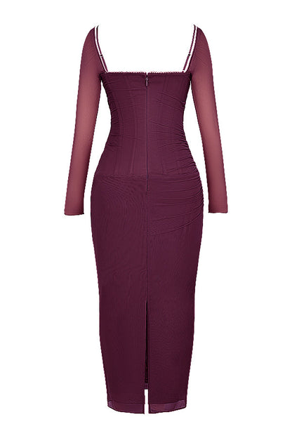 Evangeline | Deep maxi dress with long sleeves