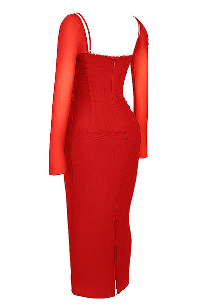 Evangeline | Deep maxi dress with long sleeves