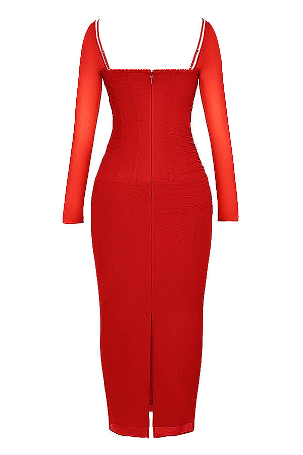 Evangeline | Deep maxi dress with long sleeves