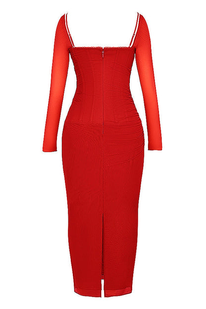 Evangeline | Deep maxi dress with long sleeves