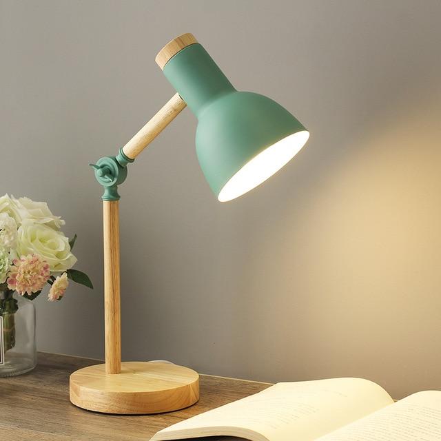 Compact Wooden Table Lamp with Adjustable Arm - Luxivelle