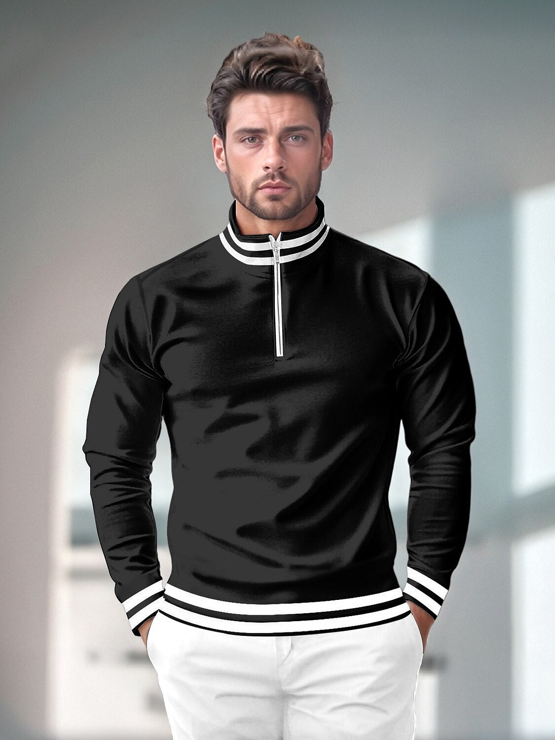 Colorful Ocean Mens Golf Quarter Zip Sun Shirt