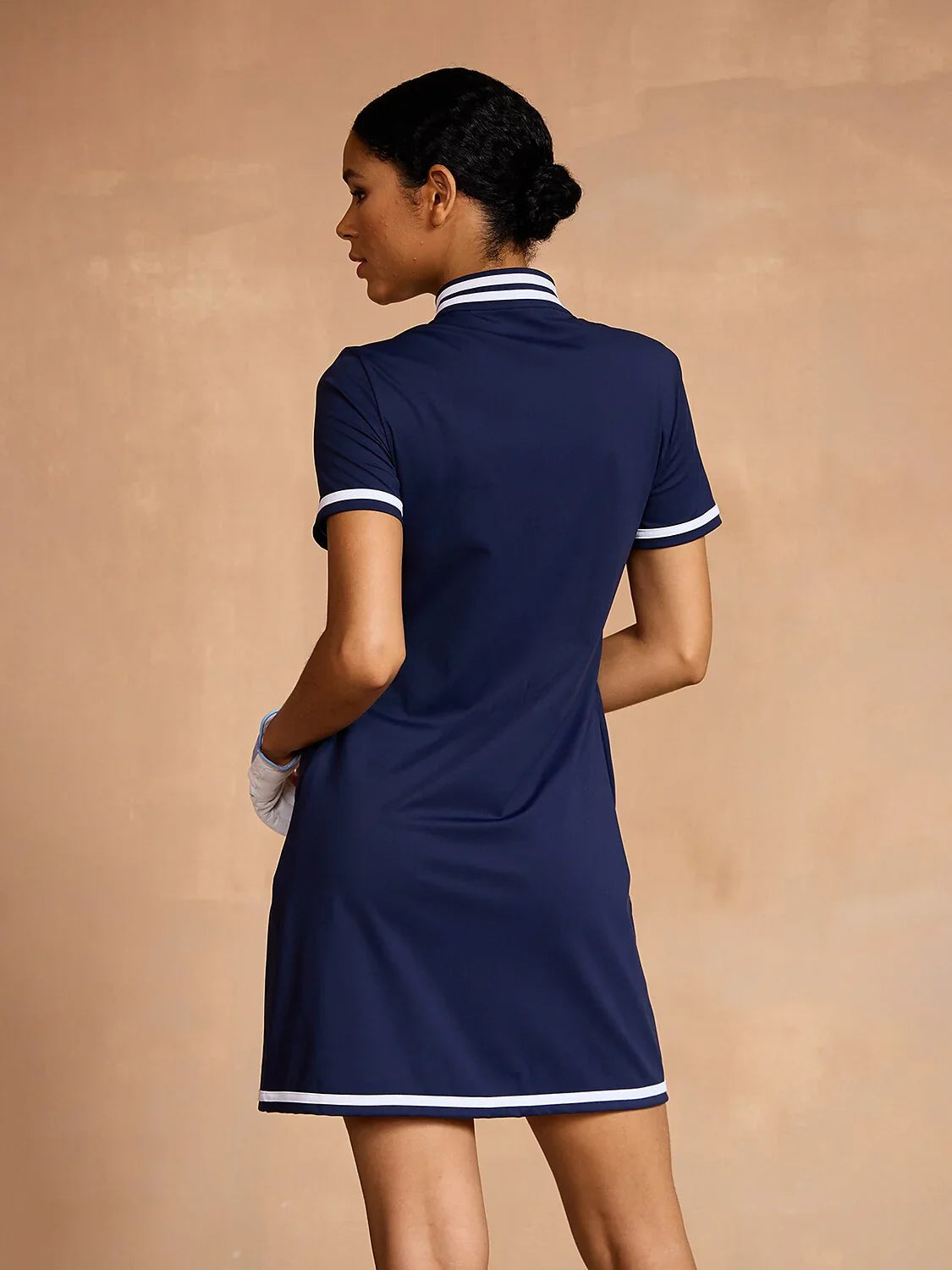 Classic Blue Block Print Sundress with UV Protection