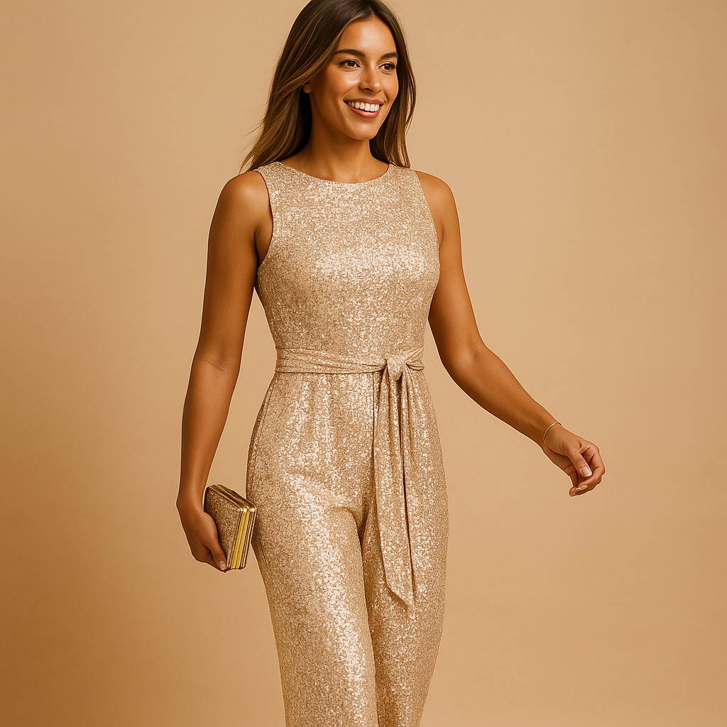Glittering Strapless Ladies Party Jumpsuit - Luxivelle