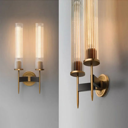 Contemporary Glass Wall Light with Metal Accents