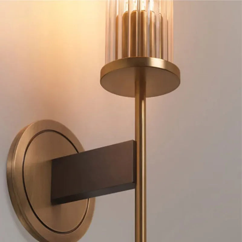 Contemporary Glass Wall Light with Metal Accents
