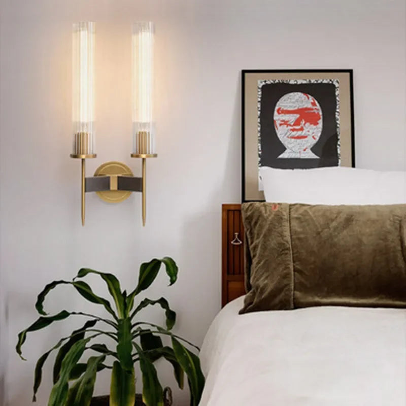 Contemporary Glass Wall Light with Metal Accents
