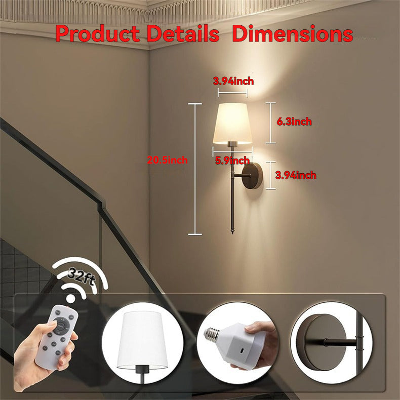 Easy Install Cordless Battery Powered Wall Lights - 2 Pack - Luxivelle