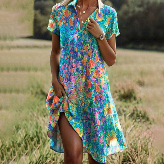 Classic Floral Off Shoulder Summer Dress - Luxivelle