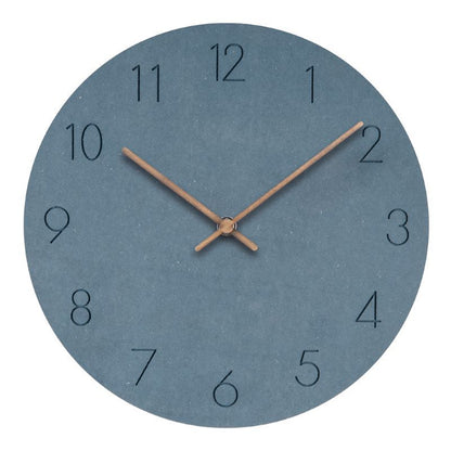 "Silent Scandinavian wall clock with minimalist design, natural wood finish, enhancing elegant home décor"