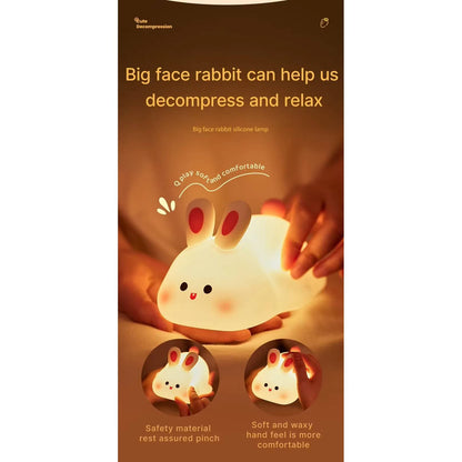 Silicone animal night light for kids with Panda, Sheep, and Rabbit shapes, USB rechargeable, touch-sensitive brightness.