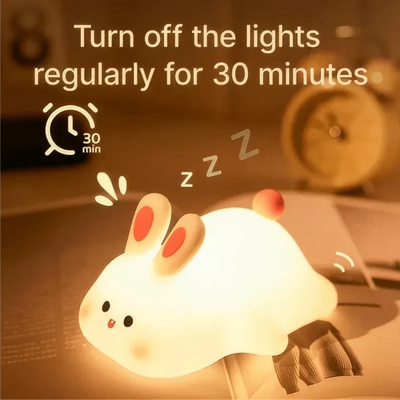 Silicone animal night light for kids with Panda, Sheep, and Rabbit shapes, USB rechargeable, touch-sensitive brightness.