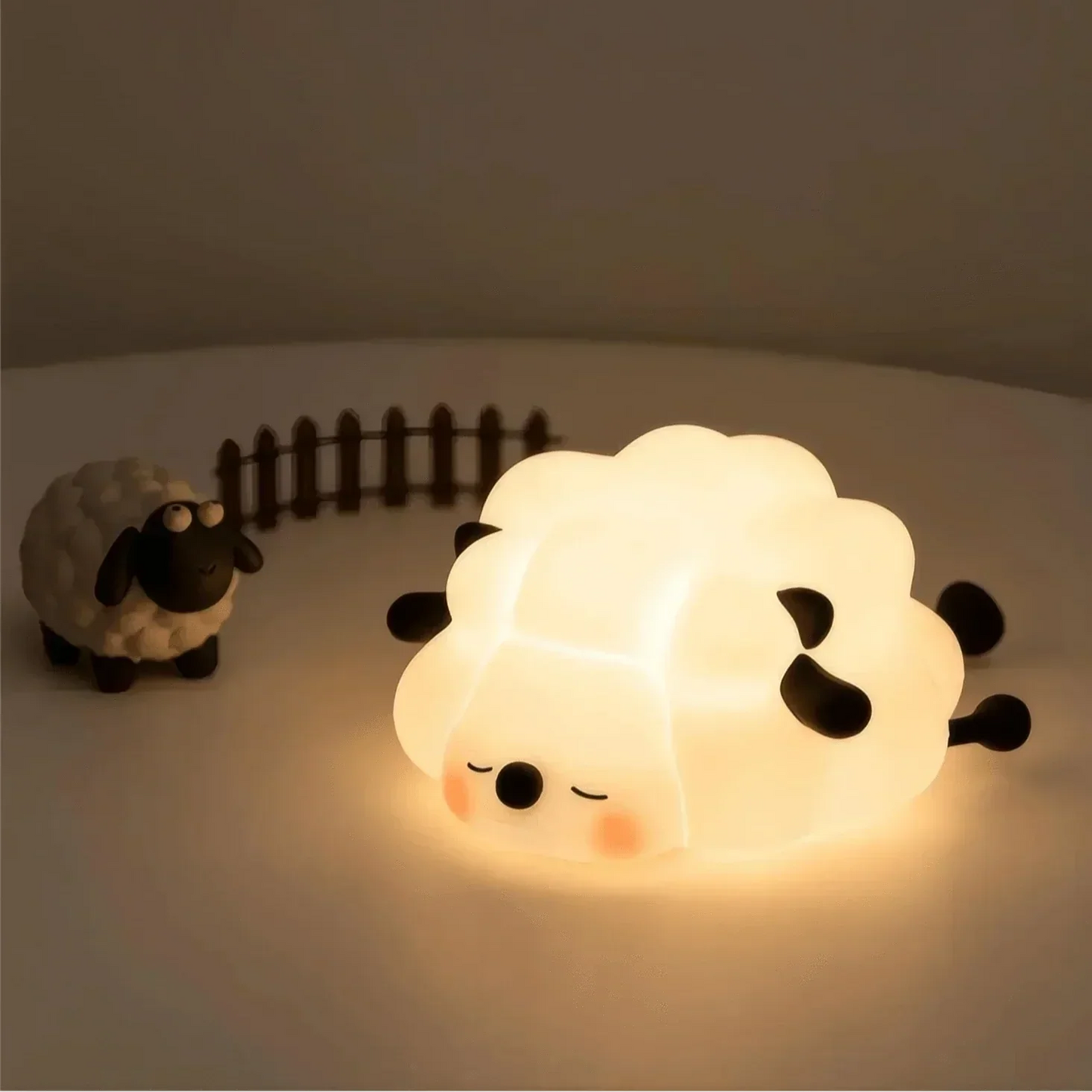 Silicone animal night light for kids with Panda, Sheep, and Rabbit shapes, USB rechargeable, touch-sensitive brightness.