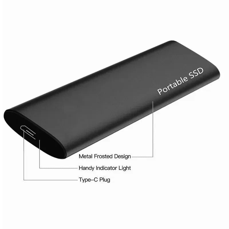 "Sleek 4TB USB-C external drive with slim metal casing, ideal for portable storage, compatible with PC and Mac."