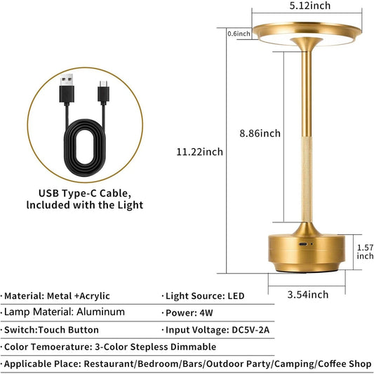 Stylish Wireless LED Desk Lamp with Touch Control - Luxivelle