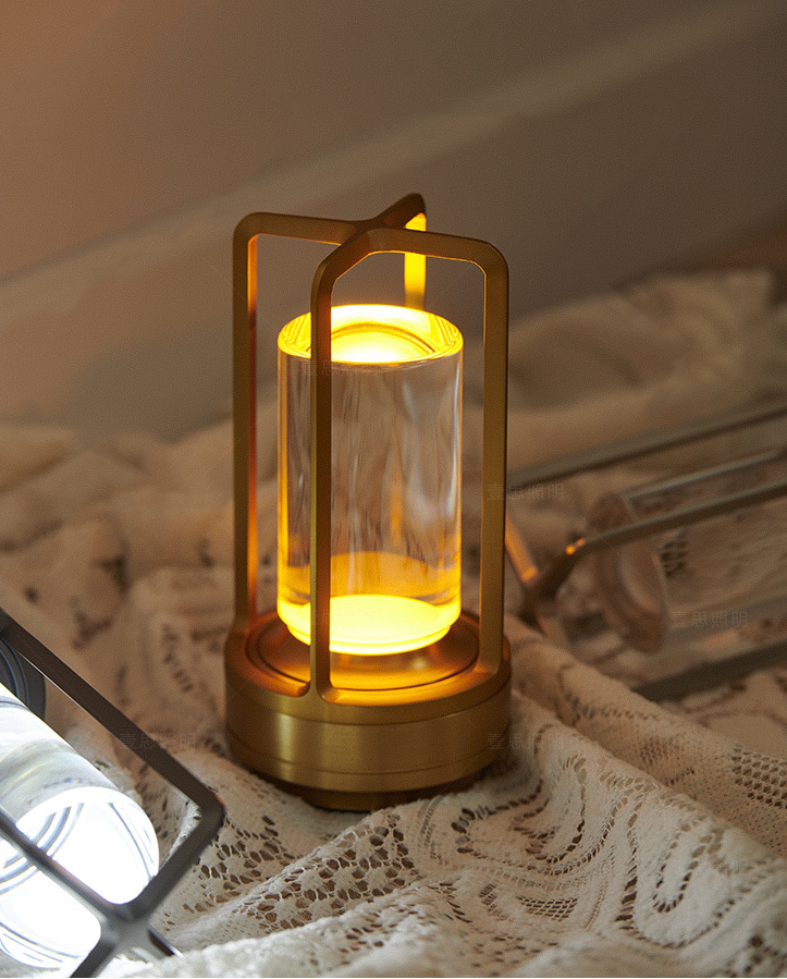 "Sleek cordless metal Nordic LED table lamp with touch dimming, minimalist design, ideal for modern home decor."