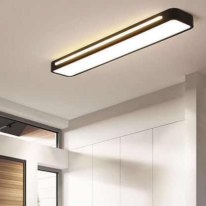 "Sleek minimalist linear LED ceiling light with iron and acrylic design, perfect for modern homes, available in three sizes."