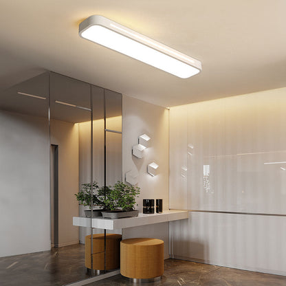 "Sleek minimalist linear LED ceiling light with iron and acrylic design, perfect for modern homes, available in three sizes."