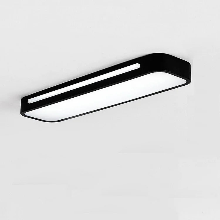 "Sleek minimalist linear LED ceiling light with iron and acrylic design, perfect for modern homes, available in three sizes."