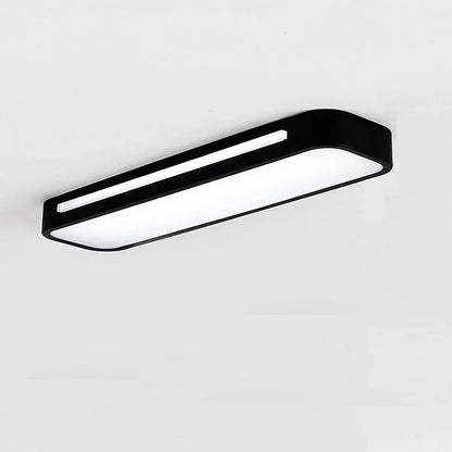 "Sleek minimalist linear LED ceiling light with iron and acrylic design, perfect for modern homes, available in three sizes."