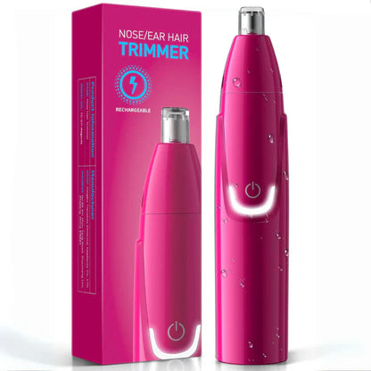 "Sleek rechargeable nose & ear trimmer for men, ergonomic design, powerful motor, dual-edge, cordless, travel-ready."